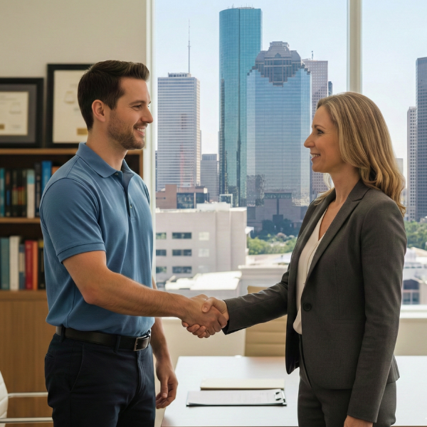 researcher meeting intellectual property attorney